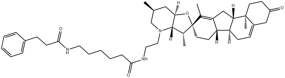3-ケト-N-アミノエチル-N'-アミノカプロイルジヒドロシンナモイルシクロパミン 化学構造式