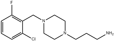 3-[4-(2-クロロ-6-フルオロベンジル)ピペラジノ]プロピルアミン 化学構造式