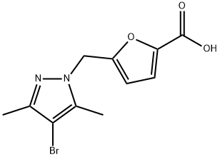 5-[(4-ブロモ-3,5-ジメチル-1H-ピラゾール-1-イル)メチル]-2-フロ酸 化学構造式