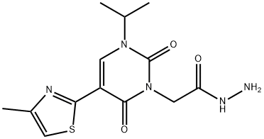 2-[3-ISOPROPYL-5-(4-METHYL-1,3-THIAZOL-2-YL)-2,6-DIOXO-1,2,3,6-TETRAHYDROPYRIMIDIN-1-YL]ETHANOHYDRAZIDE Struktur