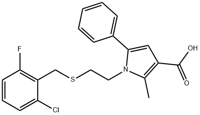 1-(2-[(2-CHLORO-6-FLUOROBENZYL)THIO]ETHYL)-2-METHYL-5-PHENYL-1H-PYRROLE-3-CARBOXYLIC ACID Structure
