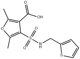 2,5-二甲基-4-[[(2-噻吩甲基)氨基]磺酰基]-3-呋喃羧酸, 306936-40-3, 结构式
