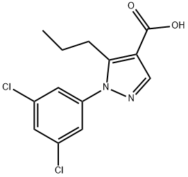 1-(3,5-ジクロロフェニル)-5-プロピル-1H-ピラゾール-4-カルボン酸 化学構造式
