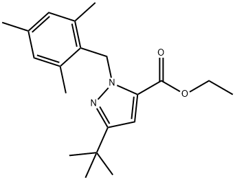 3-TERT-ブチル-1-(2,4,6-トリメチルベンジル)-1H-ピラゾール-5-カルボン酸エチル 化学構造式