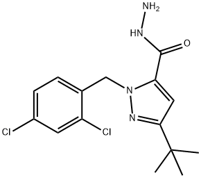 3-(叔丁基)-1-(2,4-二氯苄基)-1H-吡唑-5-碳酰肼, 306937-07-5, 结构式