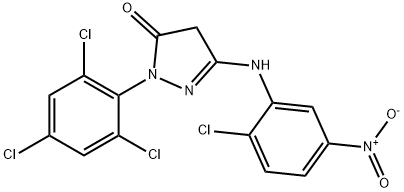 1-(2,4,6-トリクロロフェニル)-3-(2-クロロ-5-ニトロアニリノ)-5-ピラゾロン 塩化物 化学構造式