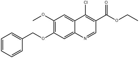 4-Chloro-6-methoxy-7-(phenylmethoxy)-3-quinolinecarboxylic acid ethyl ester 化学構造式