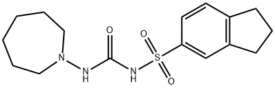 1-(ヘキサヒドロ-1H-アゼピン-1-イル)-3-(インダン-5-イルスルホニル)尿素 化学構造式