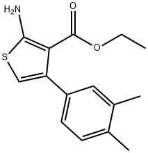 2-アミノ-4-(3,4-ジメチルフェニル)チオフェン-3-カルボン酸エチル 化学構造式