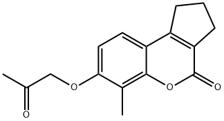 6-メチル-7-(2-オキソプロポキシ)-2,3-ジヒドロシクロペンタ[C]クロメン-4(1H)-オン 化学構造式