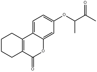3-(1-メチル-2-オキソプロポキシ)-7,8,9,10-テトラヒドロ-6H-ベンゾ[C]クロメン-6-オン 化学構造式