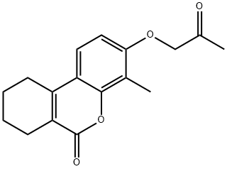4-メチル-3-(2-オキソプロポキシ)-7,8,9,10-テトラヒドロ-6H-ベンゾ[C]クロメン-6-オン 化学構造式