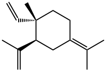 [1S,2S,(+)]-1-エテニル-1-メチル-2-(1-メチルエテニル)-4-(1-メチルエチリデン)シクロヘキサン 化学構造式