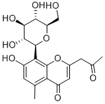2-(2-オキソプロピル)-5-メチル-7-ヒドロキシ-8-(β-D-グルコピラノシル)-4H-1-ベンゾピラン-4-オン 化学構造式