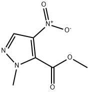 1-メチル-4-ニトロ-1H-ピラゾール-5-カルボン酸メチル 化学構造式