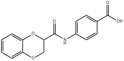 4-[(2,3-ジヒドロ-1,4-ベンゾジオキシン-2-イルカルボニル)アミノ]安息香酸 化学構造式