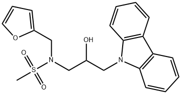 N-(3-(9H-咔唑-9-基)-2-羟基丙基)-N-(呋喃-2-基甲基)甲烷磺酰胺 结构式