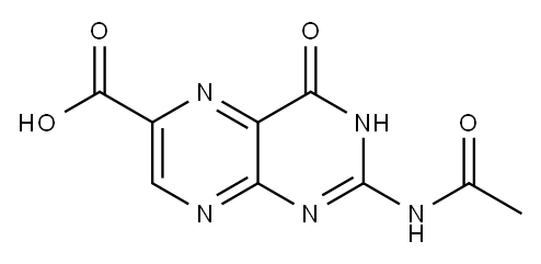 2-アセチルアミノ-3,4-ジヒドロ-4-オキソプテリジン-6-カルボン酸 化学構造式