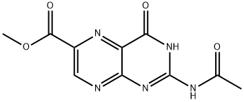 2-アセチルアミノ-3,4-ジヒドロ-4-オキソプテリジン-6-カルボン酸メチル 化学構造式