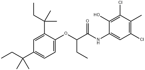 4，6-ジクロロ-5-メチル-2-［2-（2’，4’-ジ-t-アミルフェノキシ）ブチロアミド］フェノール 化学構造式