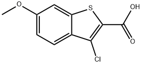 3-クロロ-6-メトキシ-1-ベンゾチオフェン-2-カルボン酸 化学構造式