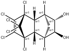 rel-(1S)-5,6,7,8,9,9-ヘキサクロロ-1,2,3,4,4aβ,5,8,8aβ-オクタヒドロ-1α,4α:5β,8β-ジメタノナフタレン-2α*,3β*-ジオール 化学構造式