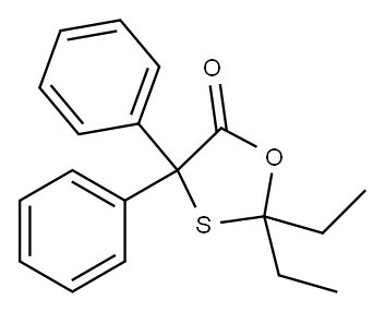 2,2-ジエチル-4,4-ジフェニル-1,3-オキサチオラン-5-オン 化学構造式