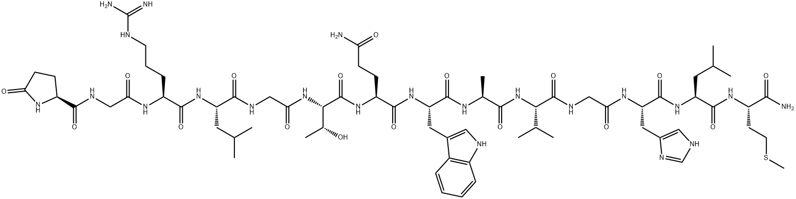 GLP-GLY-ARG-LEU-GLY-THR-GLN-TRP-ALA-VAL-GLY-HIS-LEU-MET-NH2: GLP-GRLGTQWAVGHLM-NH2, 31078-12-3, 结构式