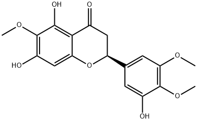 (S)-5,7-ジヒドロキシ-2-(3-ヒドロキシ-4,5-ジメトキシフェニル)-6-メトキシクロマン-4-オン 化学構造式