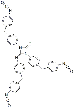 1,3-ビス[4-(4-イソシアナトベンジル)フェニル]-4-[[4-(4-イソシアナトベンジル)フェニル]イミノ]-1,3-ジアゼチジン-2-オン 化学構造式