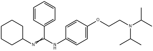 N'-シクロヘキシル-N-[p-[2-(ジイソプロピルアミノ)エトキシ]フェニル]ベンズアミジン 化学構造式