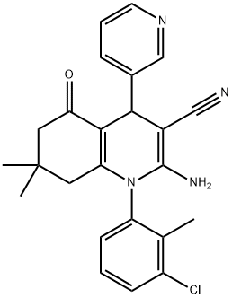 2-amino-1-(3-chloro-2-methylphenyl)-7,7-dimethyl-5-oxo-4-(3-pyridinyl)-1,4,5,6,7,8-hexahydro-3-quinolinecarbonitrile
