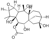 2β,3β-エポキシグラヤノトキサン-5,6β,7α,10,16-ペンタオール7-アセタート 化学構造式