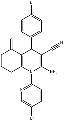 2-amino-4-(4-bromophenyl)-1-(5-bromo-2-pyridinyl)-5-oxo-1,4,5,6,7,8-hexahydro-3-quinolinecarbonitrile Structure