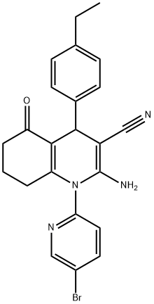 2-amino-1-(5-bromo-2-pyridinyl)-4-(4-ethylphenyl)-5-oxo-1,4,5,6,7,8-hexahydro-3-quinolinecarbonitrile Structure