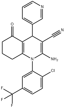 2-amino-1-[2-chloro-5-(trifluoromethyl)phenyl]-5-oxo-4-(3-pyridinyl)-1,4,5,6,7,8-hexahydro-3-quinolinecarbonitrile Structure