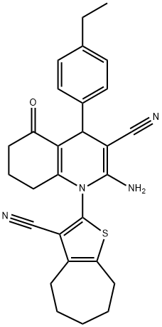 2-amino-1-(3-cyano-5,6,7,8-tetrahydro-4H-cyclohepta[b]thien-2-yl)-4-(4-ethylphenyl)-5-oxo-1,4,5,6,7,8-hexahydro-3-quinolinecarbonitrile Structure