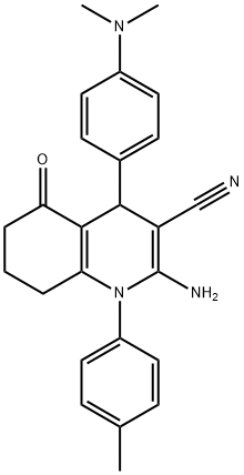 2-amino-4-[4-(dimethylamino)phenyl]-1-(4-methylphenyl)-5-oxo-1,4,5,6,7,8-hexahydro-3-quinolinecarbonitrile Structure