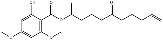 rac 2-Hydroxy-4,6-dimethoxy-benzoic Acid 1-Methyl-5-oxo-9-decen-1-yl Ester Structure