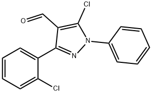 5-CHLORO-3-(2-CHLOROPHENYL)-1-PHENYL-1H-PYRAZOLE-4-CARBOXALDEHYDE 结构式
