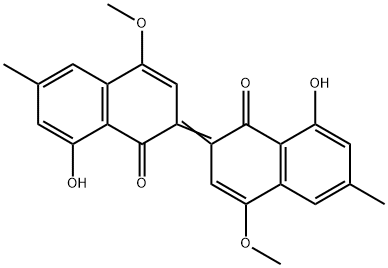 4,4'-Dimethoxy-6,6'-dimethyl-8,8'-dihydroxy-Δ2,2'(1H,1'H)-binaphthalene-1,1'-dione,31241-57-3,结构式