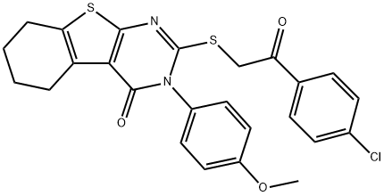 2-{[2-(4-chlorophenyl)-2-oxoethyl]sulfanyl}-3-(4-methoxyphenyl)-5,6,7,8-tetrahydro[1]benzothieno[2,3-d]pyrimidin-4(3H)-one 结构式