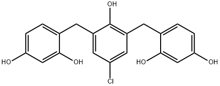4,4'-[(5-chloro-2-hydroxy-1,3-phenylene)bis(methylene)]bisresorcinol Structure