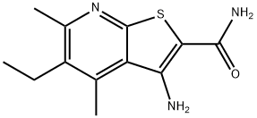 3-アミノ-5-エチル-4,6-ジメチルチエノ[2,3-B]ピリジン-2-カルボキサミド 化学構造式