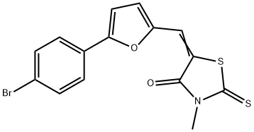 (5Z)-5-{[5-(4-ブロモフェニル)-2-フリル]メチレン}-3-メチル-2-チオキソ-1,3-チアゾリジン-4-オン 化学構造式