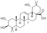 2α,3β,19α-Trihydroxyolean-12-en-28-oic acid Struktur