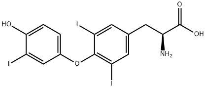rac-(R*)-3-[4-(4-ヒドロキシ-3-ヨードフェノキシ)-3,5-ジヨードフェニル]-2-アミノプロピオン酸 化学構造式