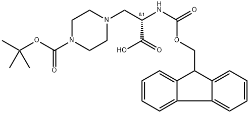 (S)-4-[2-羧基-2-(9H-芴-9-甲氧基羰基氨基)-乙基]-哌嗪-1-羧酸叔丁酯, 313052-20-9, 结构式