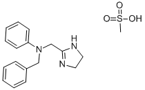 4,5-ジヒドロ-N-フェニル-N-(フェニルメチル)-1H-イミダゾール-2-メタンアミン・メタンスルホン酸 化学構造式