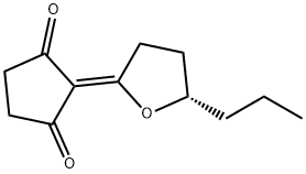 2-[(S)-4,5-ジヒドロ-5-プロピルフラン-2(3H)-イリデン]シクロペンタン-1,3-ジオン 化学構造式